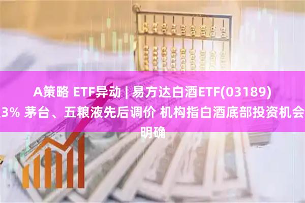 A策略 ETF异动 | 易方达白酒ETF(03189)涨超3% 茅台、五粮液先后调价 机构指白酒底部投资机会明确